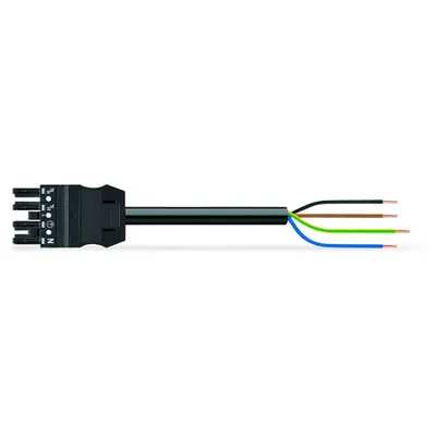 pre-assembled connecting cable; Eca; Socket/open-ended; 4-pole; Cod. A; H05VV-F 4G 1.5 mm²; 2 m; 1,50 mm²; black