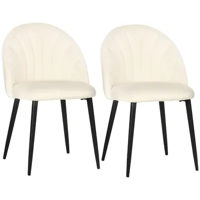 Set 2 scaune pentru camera de zi, tapitate, design nordic si ergonomic, antizgarieturi si antiderapante, Bej 52x54x80cm HOMCOM | Aosom Romania