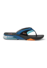 Papuci flip-flop din piele ecologica cu insertii din material textil Fanning - Portocaliu/Bleumarin