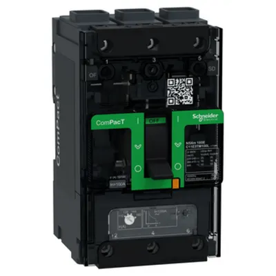 Intreruptor CompPacT NSXm E (16 kA la 415 VAC), 3P 3d, 100A TMD unitate de declansare, conectori EverLink
