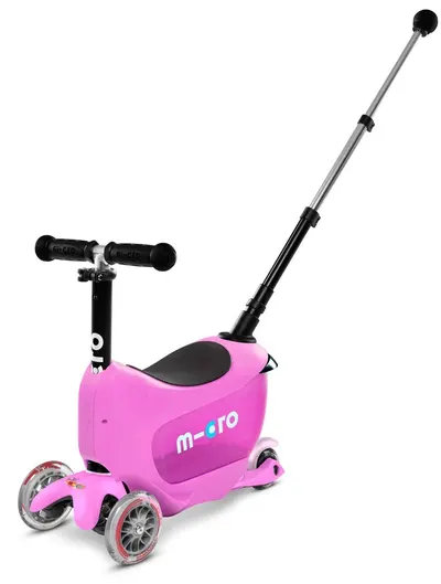 Trotinetă pentru copii 2 în 1 Micro - Mini2Go Deluxe Plus, Pink