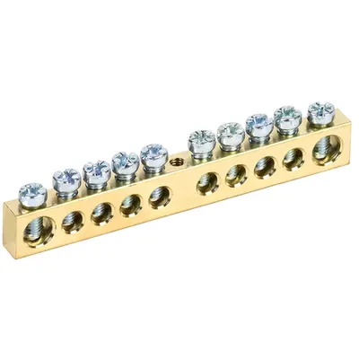 Neutral bus bars with Izolators 8x12mm 10/1 (10 groups /fixture on the center)