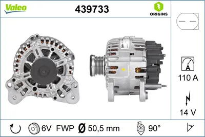 Alternator (14v, 110a) Potrivit Audi A1, A3; Seat Altea, Altea Xl, Ibiza Iv, Ibiza Iv Sc, Ibiza Iv St, Leon, Toledo Iv; Skoda Fabia Ii, Octavia Ii, Rapid, Roomster 1.0-2.0d 10.08