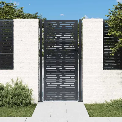 vidaXL Poartă de grădină antracit 100x175 cm oțel, design pătrat