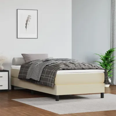 vidaXL Saltea cu arcuri buzunar, fermitate medie, crem, 100x200x20 cm, piele ecologică