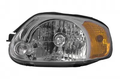 Far fata stanga (H4, electric, fara motoras, culoare interior: cromat, culoare semnalizator: galben) potrivit HYUNDAI ACCENT II