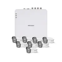 Sistem supraveghere exterior Hikvision AcuSense TurboHD ColorVu KIT-HK-8EXT5MP40LA, 8 camere, 5 MP, lumina alba 40 m, 2.8 mm
