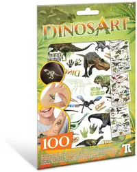 Tatuaje temporare DinosArt - Dinozauri, care stralucesc in intuneric, 100 de bucati
