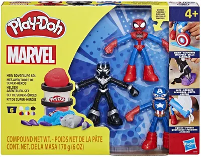 Set cu plastilină Play-Doh Marvel - Hero Adventure, cu 3 figurine