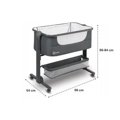 Patut co-sleeper Lionelo Timon Gri 3 in 1 pliabil, cu setare unghiulara, reglabil in 6 pozitii pe inaltime, dimensiune 90x50 cm