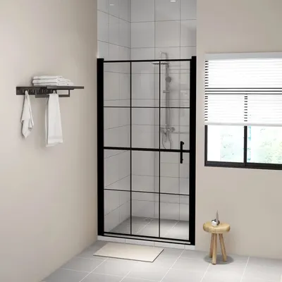 Gossi usa de dus, negru, 100 x 178 cm, sticla securizata