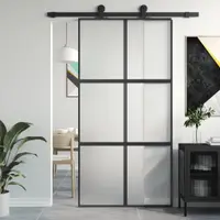 Gossi usa glisanta, negru, 102,5x205 cm, sticla securizata/aluminiu