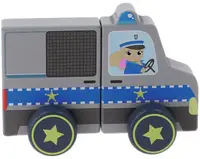 Jucărie din lemn Trefl Tiny Tails - Mașină de poliție, 2 piese