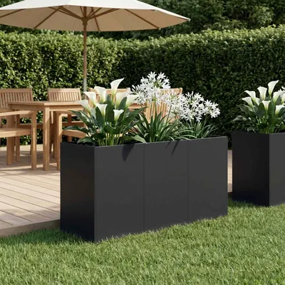 vidaXL Vază pentru Grădină Negru 120 x 40 x 60 cm Oțel laminat la rece