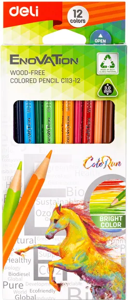 Creioane colorate Deli Enovation - EC113-12, 12 culori