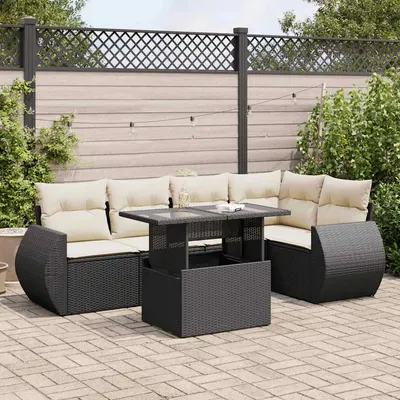 Gossi set mobilier de gradina cu perne, 6 piese, negru, poliratan