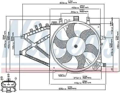 Ventilator radiator (cu carcasa) potrivit CHEVROLET CORSA; OPEL COMBO TOUR, COMBO MINIVAN, CORSA C, TIGRA 1.0-1.7D 08.00