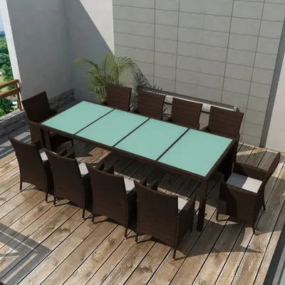 Gossi set mobilier de exterior cu perne, 11 piese, maro, poliratan