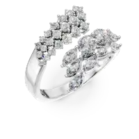 Inel deschis din aur alb cu diamante marquise si rotunde de 3.02ct