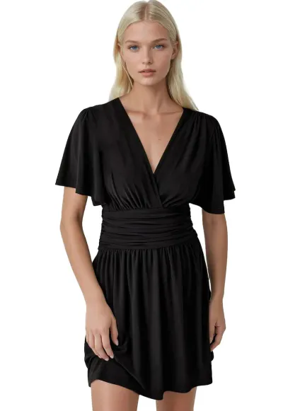 Rochie mini - Negru - Jerseu
