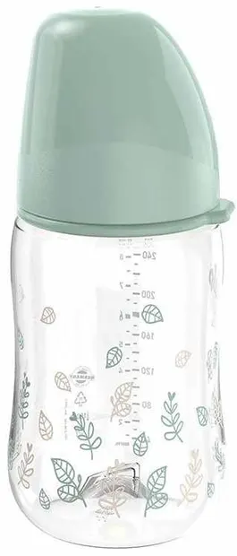 Biberon NIP Green - Cherry, Flow M, 0 m+, 260 ml, verde, verde