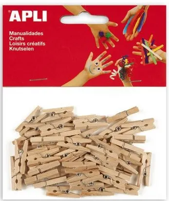 Mini carlige pentru rufe, din lemn APLI - Natural