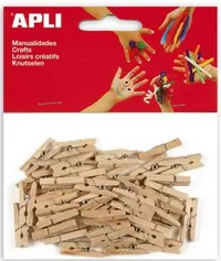 Mini carlige pentru rufe, din lemn APLI - Natural