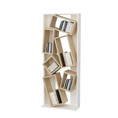 Biblioteca CARMEN, alb + stejar, 63x24x153,6 cm