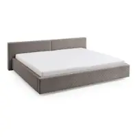 Pat matrimonial taupe tapițat cu spațiu de depozitare cu somieră 200x240 cm Cube – Meise Möbel