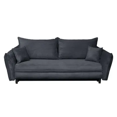 Canapea CAMILLE extensibila, 3 locuri, cu arcuri si lada depozitare, gri inchis, 238x115x95 cm