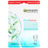 Masca servetel anti-imperfectiuni si hidratare Skin Naturals Pure Active, 23g, Garnier