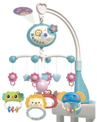 Carusel muzical cu proiecție pentru pătuț Raya Toys – 0m+, albastru