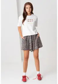 Tricou din bumbac organic cu imprimeu text - Alb/Albastru prafuit
