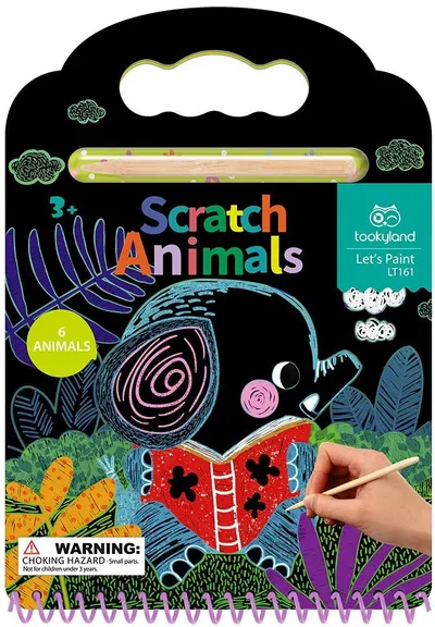 Carte de razuit Tooky Land - Animale, cu pix din lemn