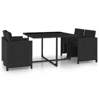Gossi set mobilier de exterior cu perne, 5 piese, negru, poliratan