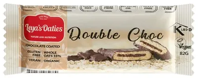 Baton de ovăz organic, umplutură de ciocolată și cacao, 82 g, Leya