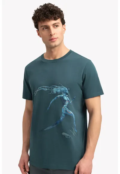 Tricou unisex din bumbac cu imprimeu grafic Act - Albastru petrol