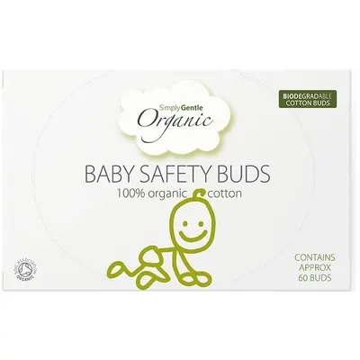 Betisoare de Urechi din Bumbac Organic cu Opritor pentru Bebelusi Simply Gentle Organic 60buc