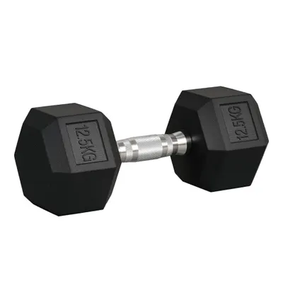 Gantera hexagonală simplă HOMCOM, 12,5 kg, cu prindere antiderapantă, neagră