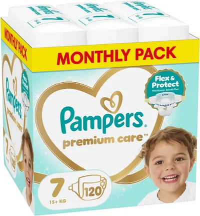 Scutece Pampers Premium Care - Mărimea 7, 15+ kg, 120 buc