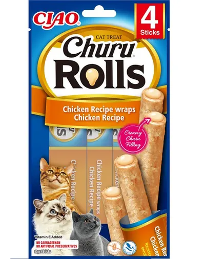 INABA Churu Rolls Chicken 4x10g rulouri pui pentru pisici