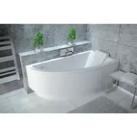 Cada baie asimetrica, acril, 140 x 70 cm, orientare dreapta, Besco Praktika