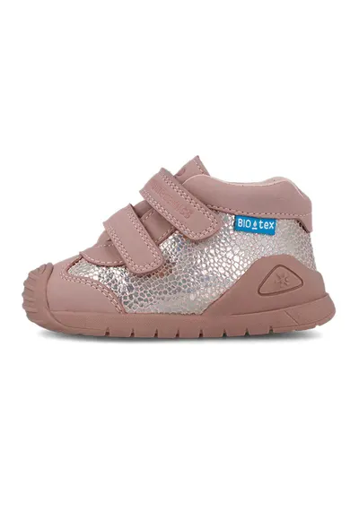 Pantofi sport mid-cut cu velcro - Roz prafuit/Argintiu
