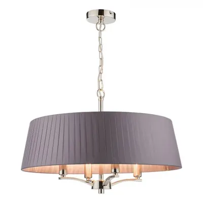 Lampa suspendata Cristin 4 Light Pendant Polished Nickel with Grey Shade