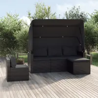 Gossi set mobilier de gradina cu perne, 4 piese, negru, poliratan