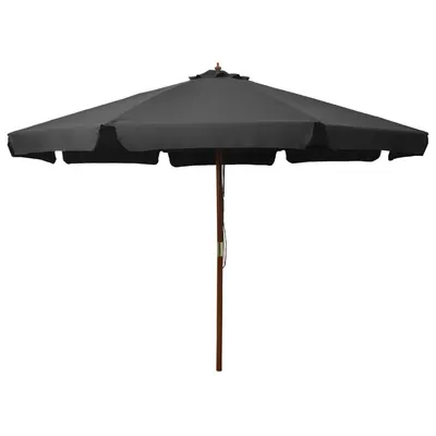 Gossi umbrela de soare de exterior, stalp din lemn, antracit, 330 cm