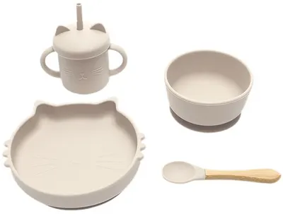 Set de hrănire din silicon Lorelli - 4 piese, Natural Beige