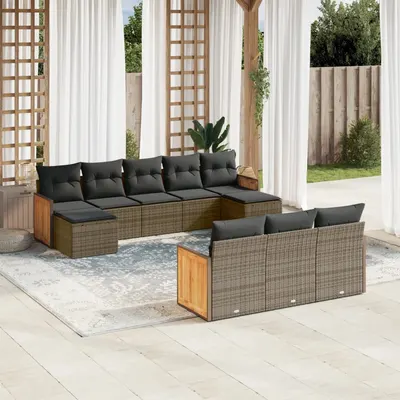 Gossi set mobilier de gradina cu perne, 10 piese, gri, poliratan