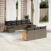 Gossi set mobilier de gradina cu perne, 10 piese, gri, poliratan