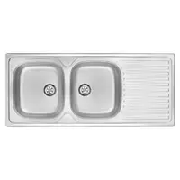 Chiuveta bucatarie doua cuve inox cu picurator crom leinen Deante Techno